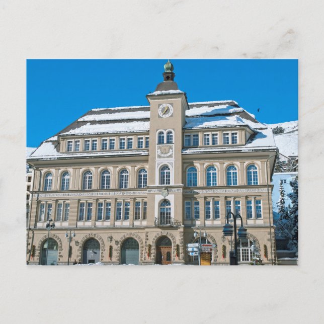 Town Hall in St Moritz, Switzerland Postcard (Front)