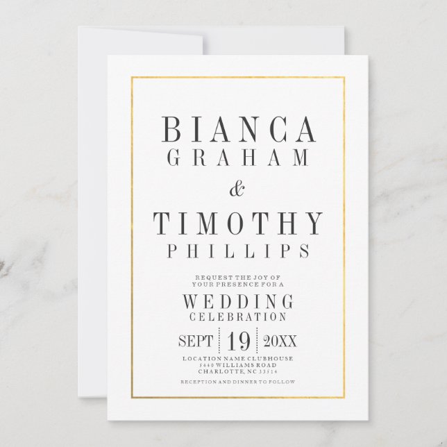 Town Hall Typography Wedding Celebration Invite (Front)
