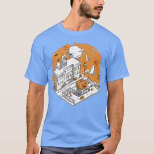 Town Halloween House Haunted Scary Spooky Holiday  T-Shirt