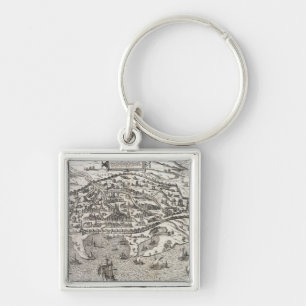Town map of Alexandria in Egypt, c.1625 (engraving Key Ring