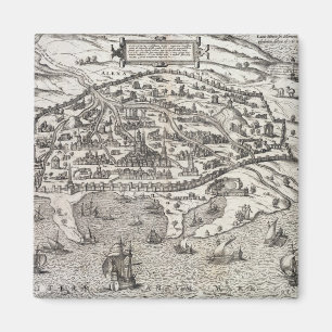 Town map of Alexandria in Egypt, c.1625 (engraving Magnet
