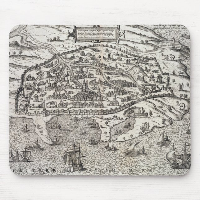 Town map of Alexandria in Egypt, c.1625 (engraving Mouse Mat (Front)