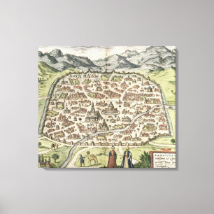 Town map of Damascus, Syria, 1620 (engraving) Canvas Print
