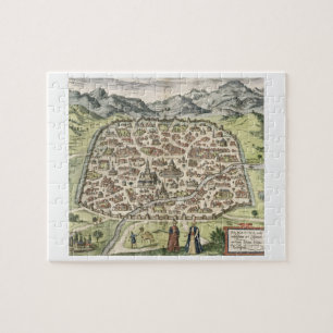 Town map of Damascus, Syria, 1620 (engraving) Jigsaw Puzzle