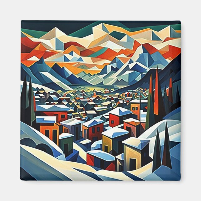 Town nestles in fjord 6 magnet (Front)