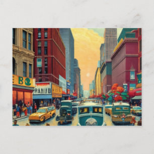 Town new york  holiday postcard