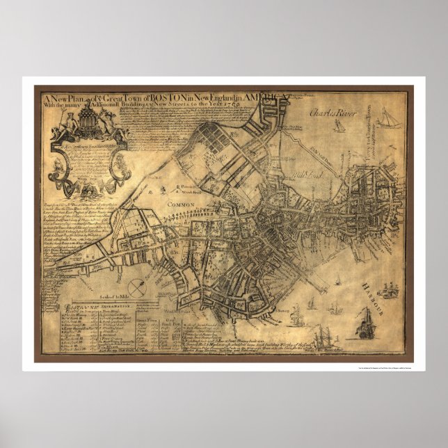 Town of Boston Map - 1769 Poster (Front)