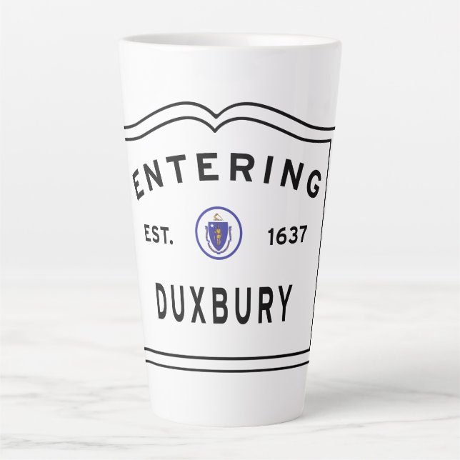 Town of Duxbury Massachusetts Latte Mug (Front)