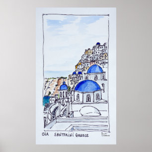 Town of Oia   Island of Santorini, Greece Poster