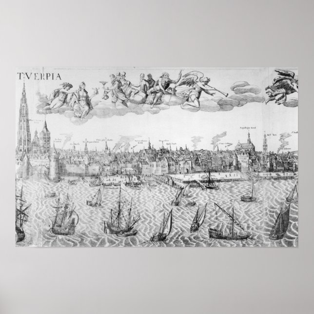 Town Plan of Antwerp, 1549 Poster (Front)