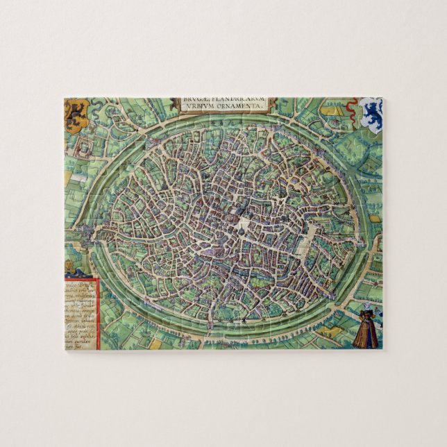 Town Plan of Bruges, from 'Civitates Orbis Terraru Jigsaw Puzzle (Horizontal)