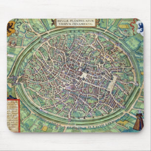 Town Plan of Bruges, from 'Civitates Orbis Terraru Mouse Mat