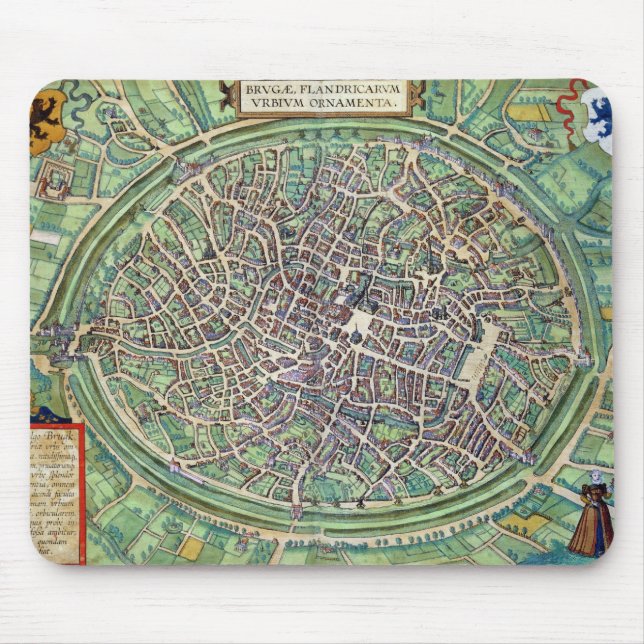 Town Plan of Bruges, from 'Civitates Orbis Terraru Mouse Mat (Front)