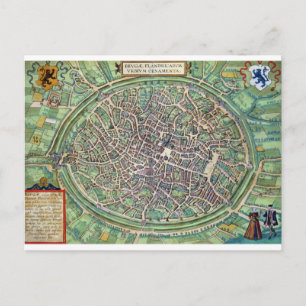Town Plan of Bruges, from 'Civitates Orbis Terraru Postcard