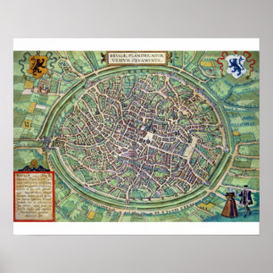 Town Plan of Bruges, from 'Civitates Orbis Terraru Poster