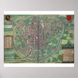 Town Plan of Brussels, from 'Civitates Orbis Terra Poster