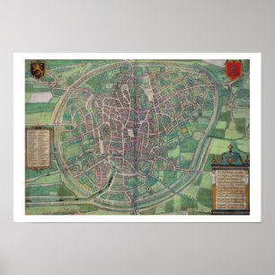 Town Plan of Brussels, from 'Civitates Orbis Terra Poster