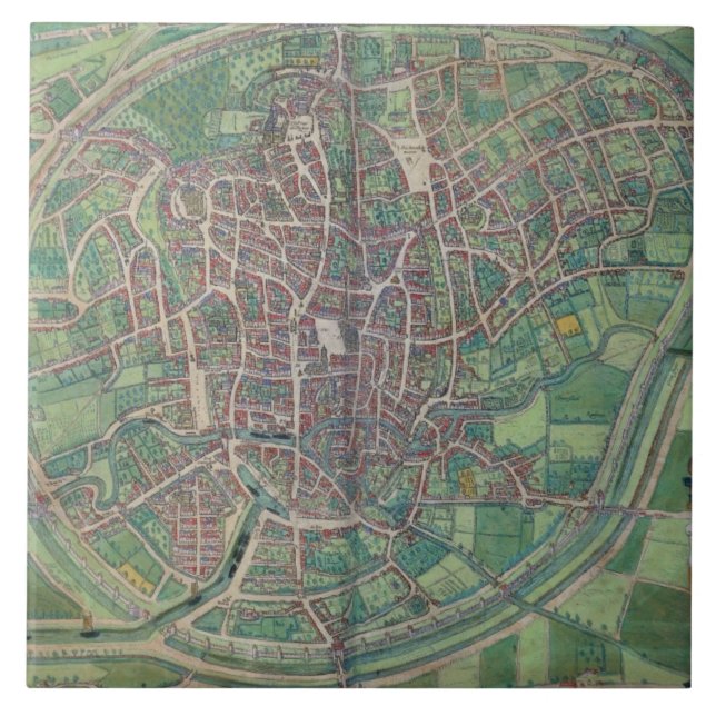 Town Plan of Brussels, from 'Civitates Orbis Terra Tile (Front)