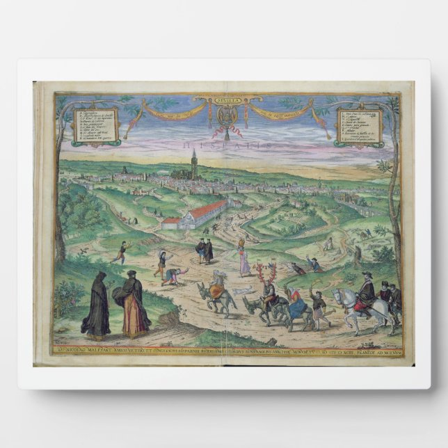 Town Plan of Seville, from 'Civitates Orbis Terrar Plaque (Front)