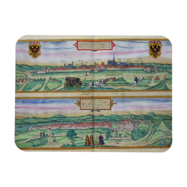 Town Plan of Vienna and Buda, from 'Civitates Orbi Magnet (Horizontal)