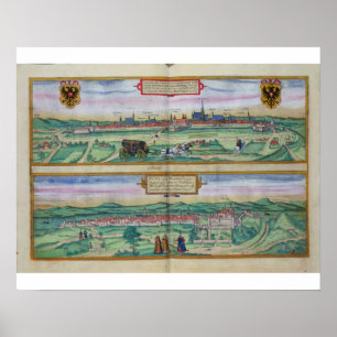 Town Plan of Vienna and Buda, from 'Civitates Orbi Poster