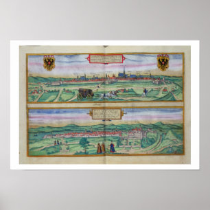 Town Plan of Vienna and Buda, from 'Civitates Orbi Poster