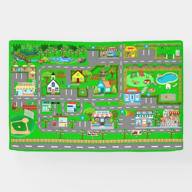 Town Roads for Cars 2 1/2' x 4'  Banner (Horizontal)