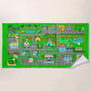Town Roads for Cars Beach Towel