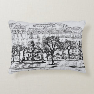 Town Square Placa Rossio   Lisbon, Portugal Decorative Cushion
