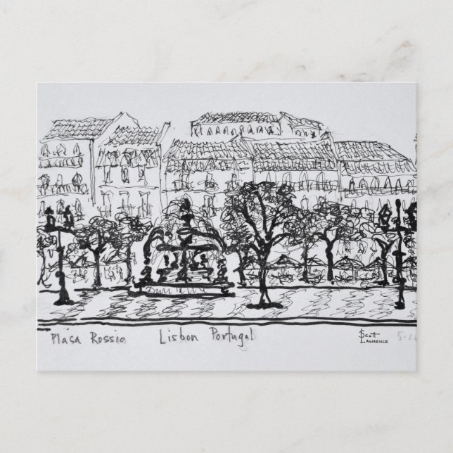 Town Square Placa Rossio | Lisbon, Portugal Postcard (Front)