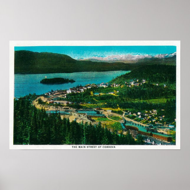 Town View of Cordova, AlaskaCordova, AK Poster (Front)