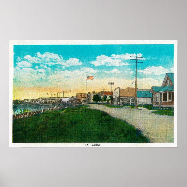 Town View of Fairbanks, AlaskaFairbanks, AK Poster (Front)