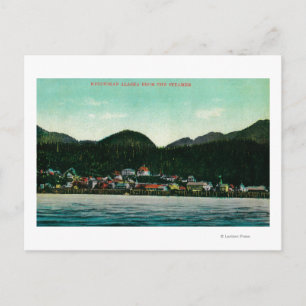 Town View of Ketchikan, Alaska from Steamer Postcard