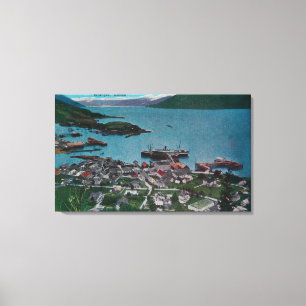 Town View of Wrangell, AlaskaWrangell, AK Canvas Print