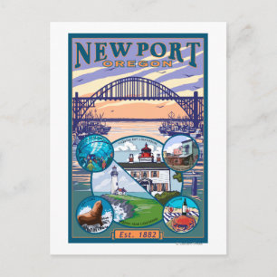 Town Views - Newport, Oregon Postcard