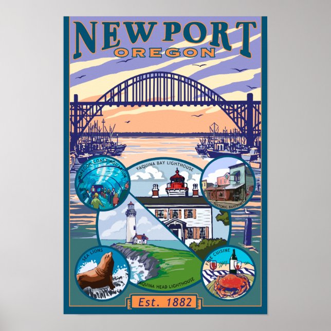 Town Views - Newport, Oregon Poster (Front)