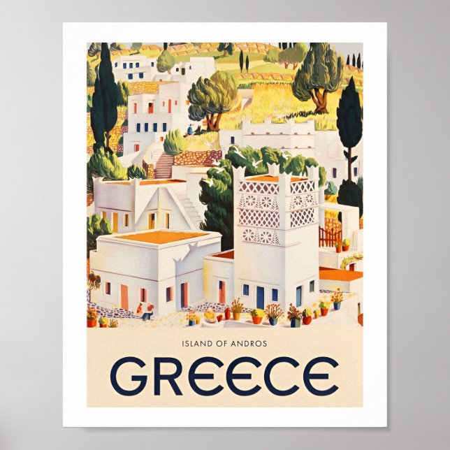 Town Vintage Greece Travel Posters (Front)