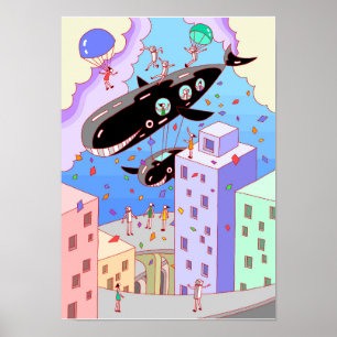 Town where the whale airship travel. poster