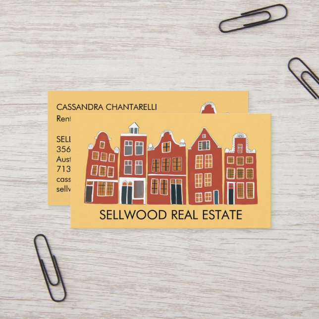Townhouse Modern Real Estate Broker Agent Rental  Business Card (Front/Back In Situ)
