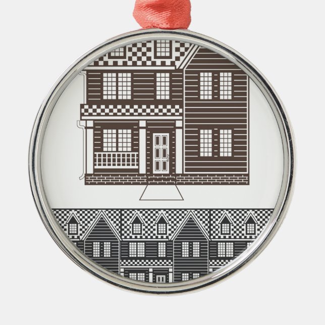 TownHouse row of townhomes vector Metal Tree Decoration (Front)