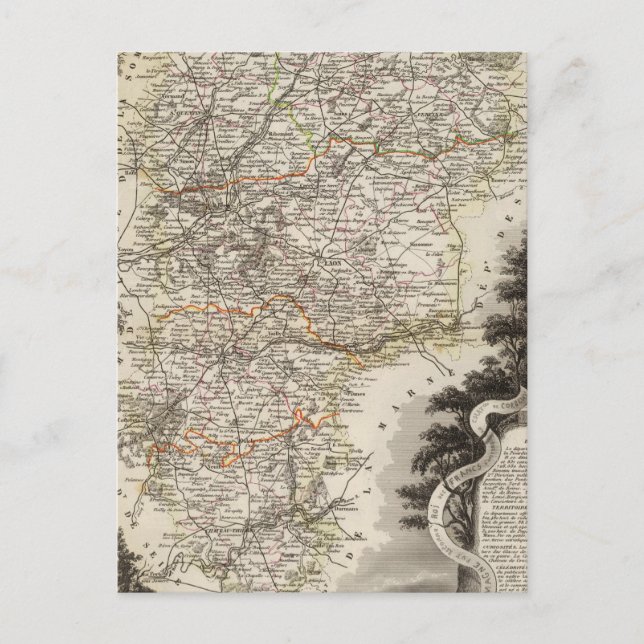 Towns and cities shown Colour along boundaries Postcard (Front)