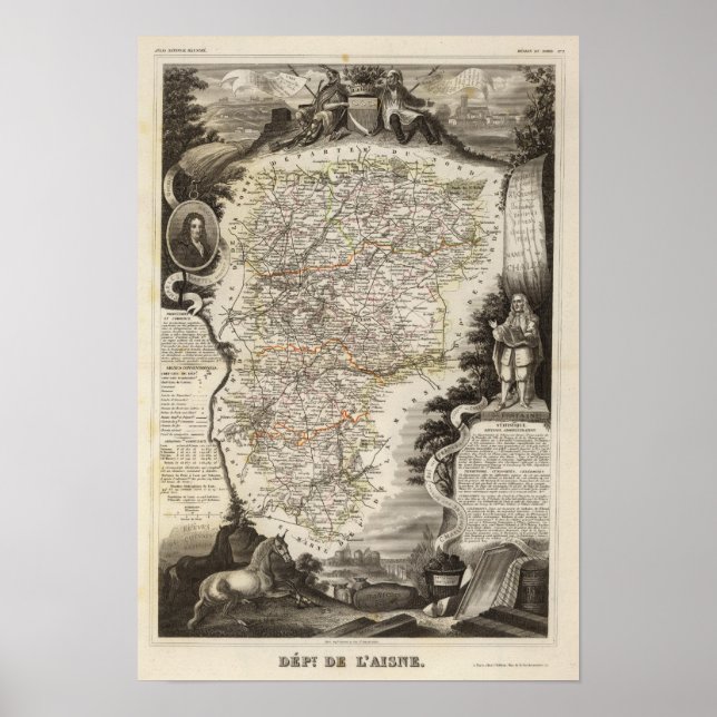 Towns and cities shown Colour along boundaries Poster (Front)