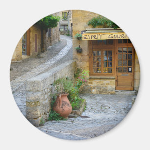 Townscape in Dordogne, France round magnet