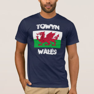 Towyn, Wales with Welsh flag T-Shirt