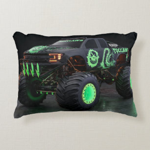 Toxic Bio-Armour Monster Truck - Neon Green Cyber Decorative Cushion