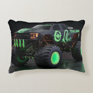 Toxic Bio-Armour Monster Truck - Neon Green Cyber Decorative Cushion
