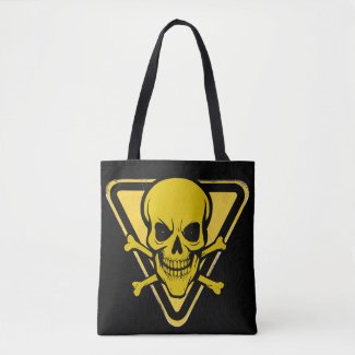 Toxic Biohazard Skulll and Crossbones Tote Bag