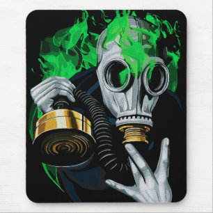 Toxic Gas Mask: Neon Flames Mouse Mat