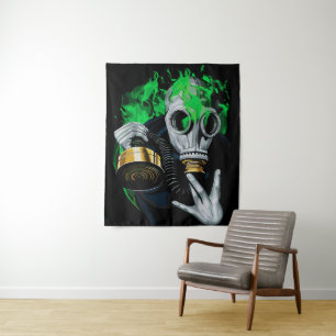 Toxic Gas Mask: Neon Flames Tapestry