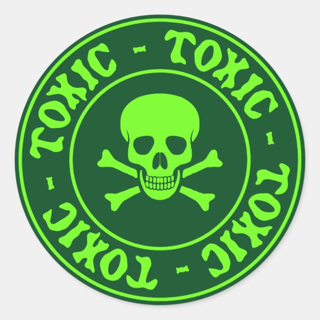 Toxic Green Skull and Crossbones Sticker (Front)